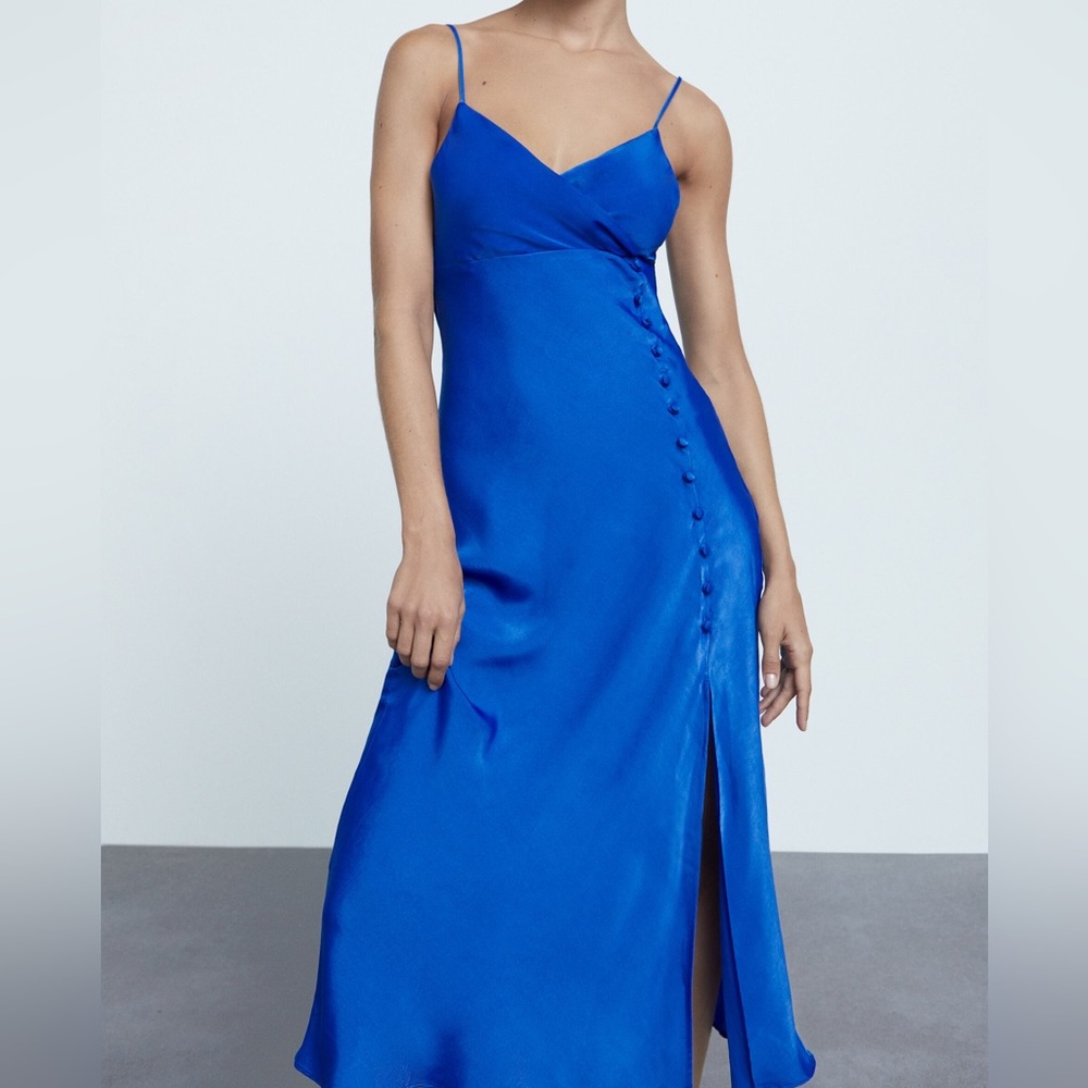 Zara CAMISOLE DRESS WITH BUTTONS M NWT